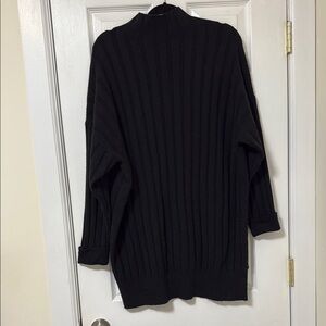 Black Ribbed Mock Neck Sweater Dress
